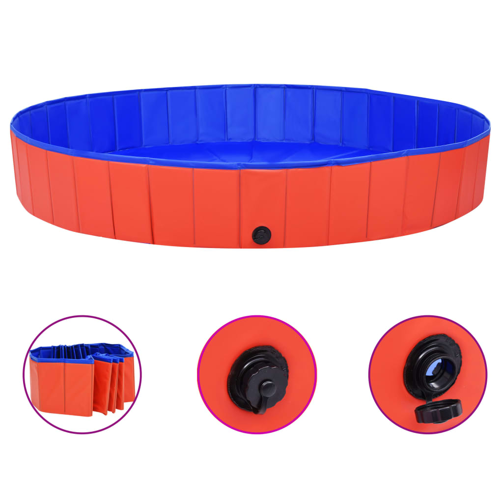 Red Folding Dog Pool 200x30 cm in PVC