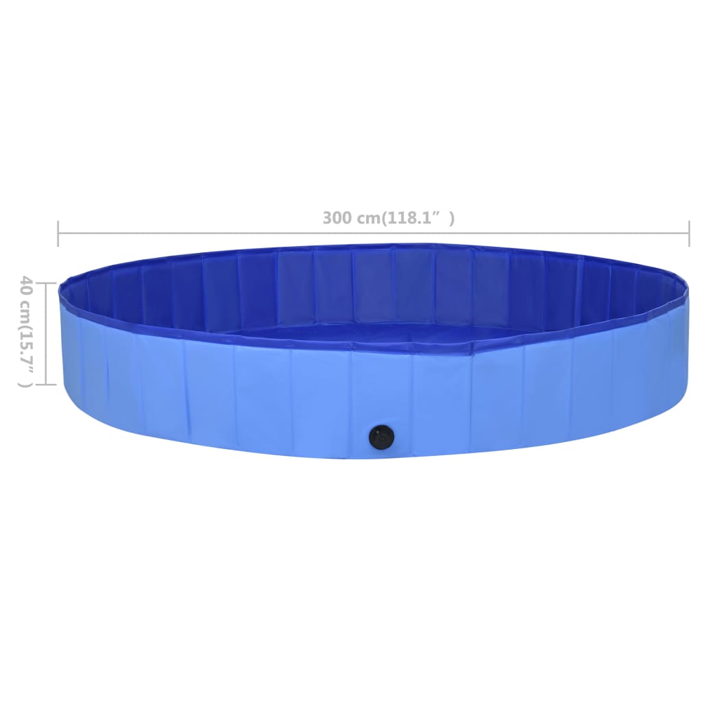 Piscina per Cani Pieghevole Blu 300x40 cm in PVC