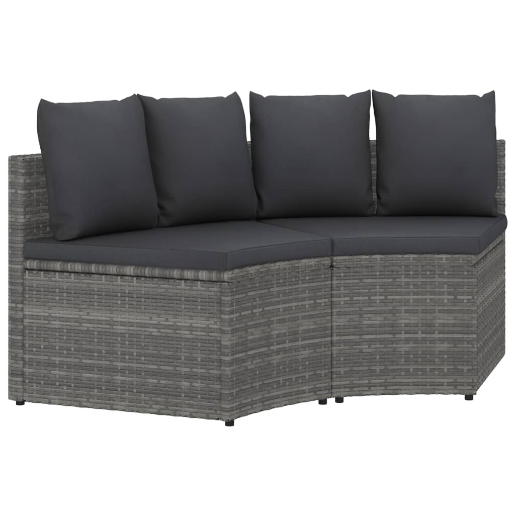 Set Divani da Giardino 2 pz con Cuscini in Polyrattan Grigio