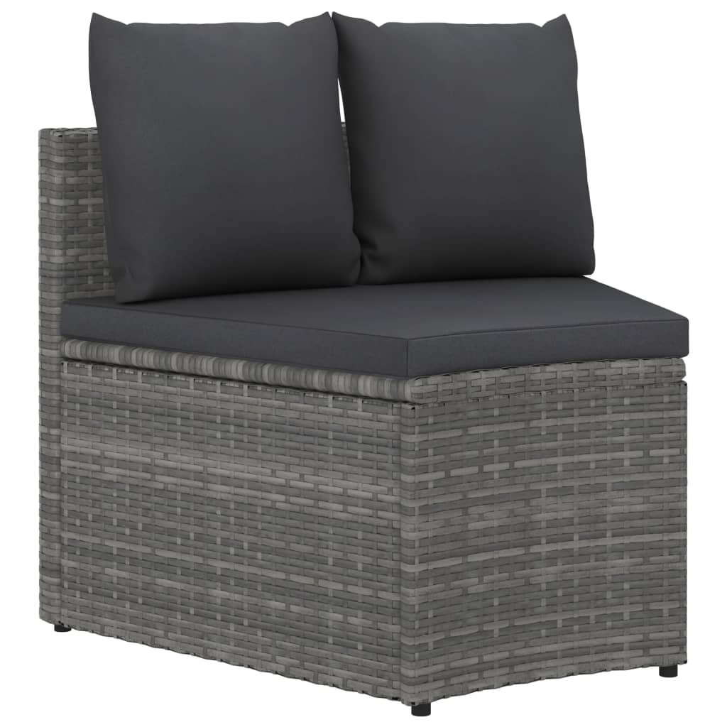 Set Divani da Giardino 2 pz con Cuscini in Polyrattan Grigio