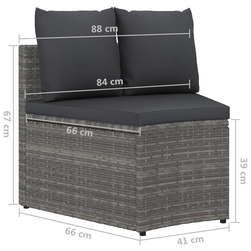 Set Divani da Giardino 2 pz con Cuscini in Polyrattan Grigio