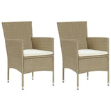 Sedie da Pranzo per Giardino 2 pz in Polyrattan Beige