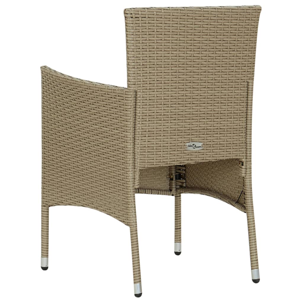 Sedie da Pranzo per Giardino 2 pz in Polyrattan Beige