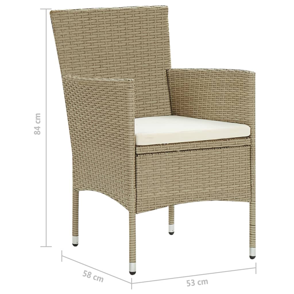 Sedie da Pranzo per Giardino 2 pz in Polyrattan Beige