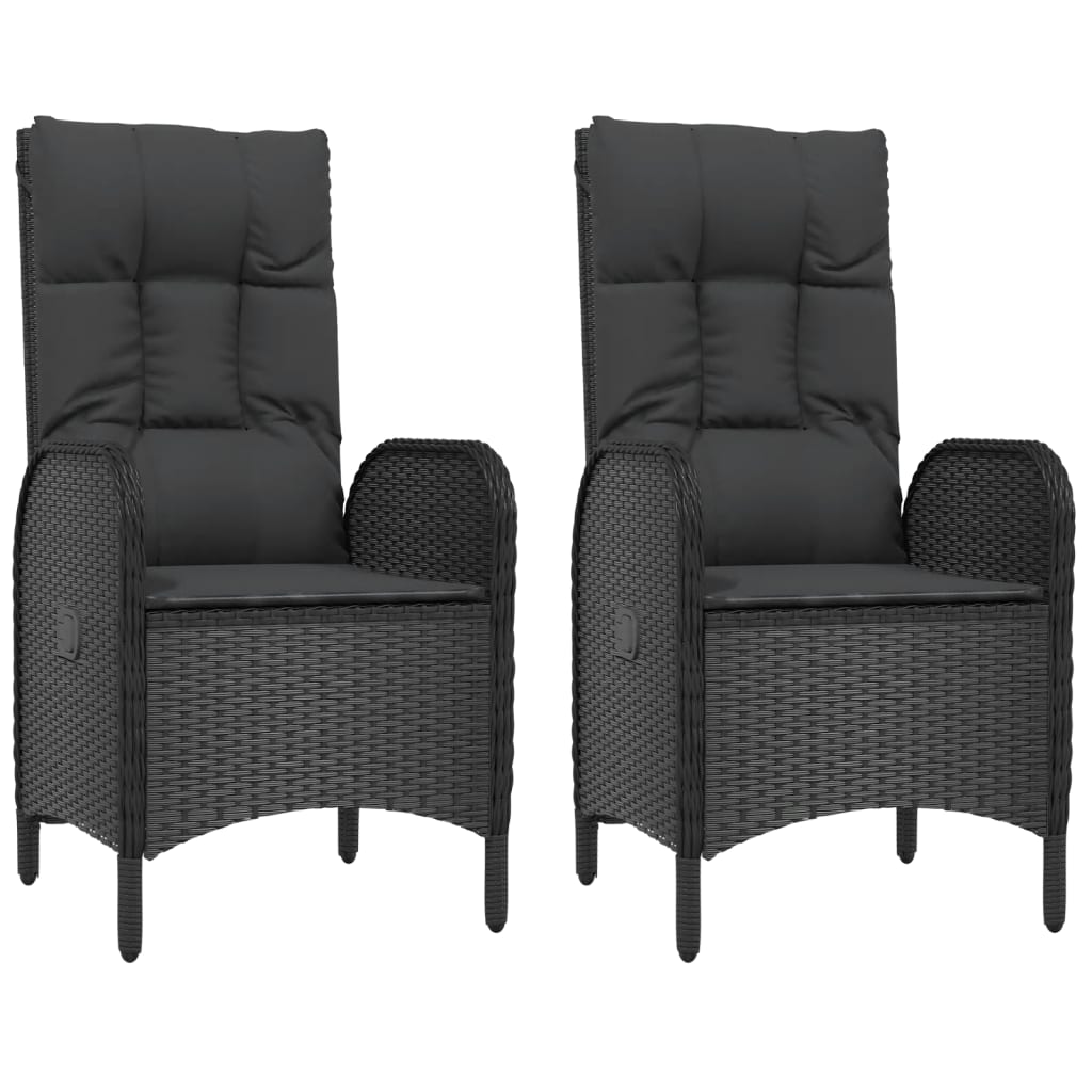 Sedie da Giardino 2 pz in Polyrattan Nero