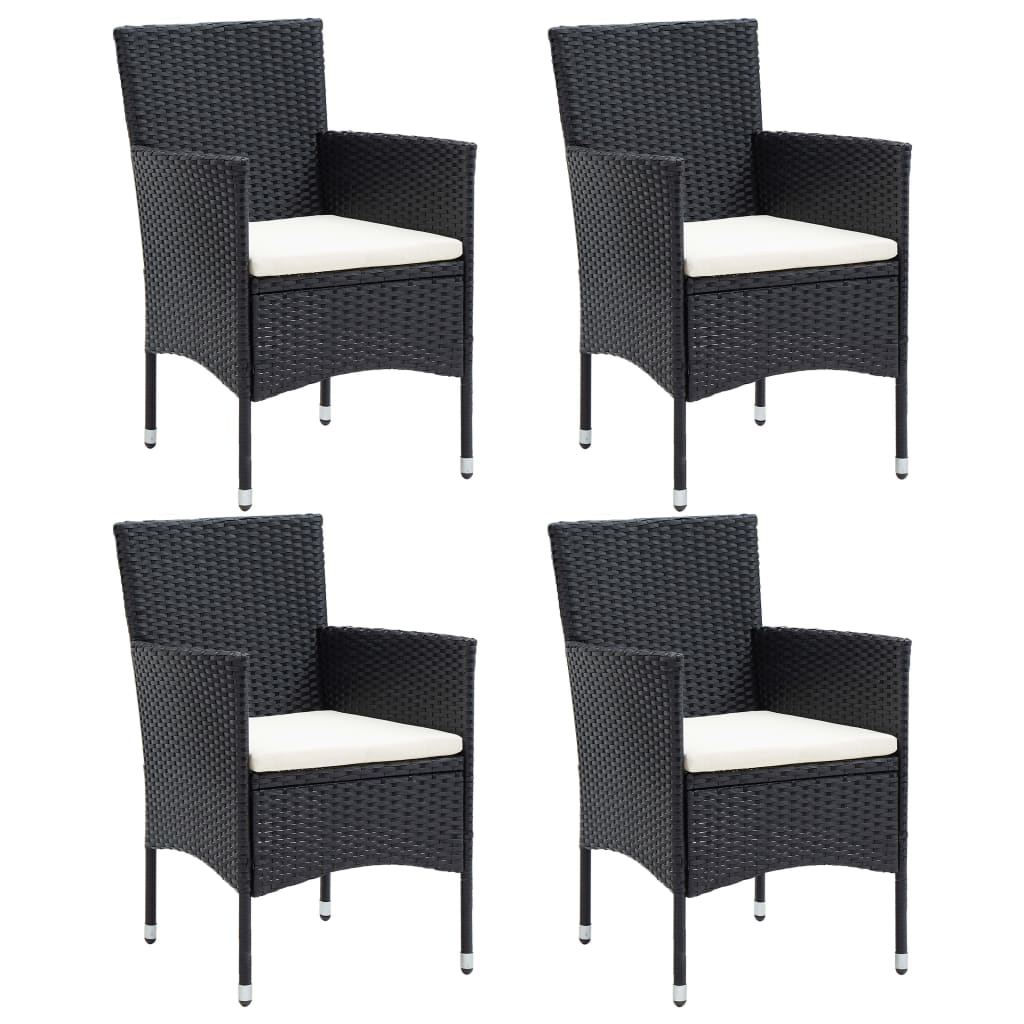 Sedie da Pranzo per Giardino 4 pz in Polyrattan Nero