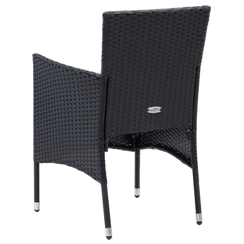 Sedie da Pranzo per Giardino 4 pz in Polyrattan Nero