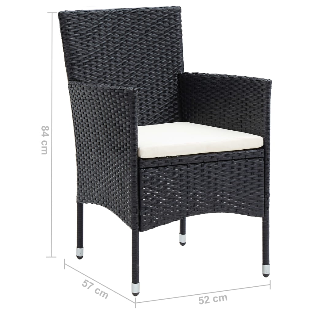 Sedie da Pranzo per Giardino 4 pz in Polyrattan Nero