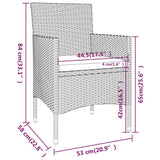 Set Sedie da Giardino con Poggiapiedi 4 pz in Polyrattan Grigio