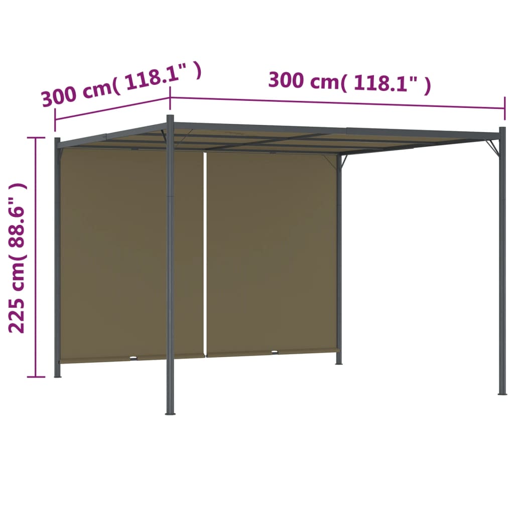 Gazebo da Giardino con Tetto Retrattile 3x3 m Talpa 180 g/m²