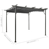 Pergola con Tetto Retrattile Antracite 3x3m in Acciaio 180 g/m²