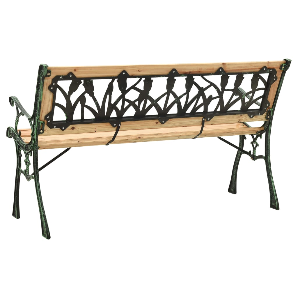 Panchina da Giardino 122 cm in Ghisa e Legno Massello di Abete