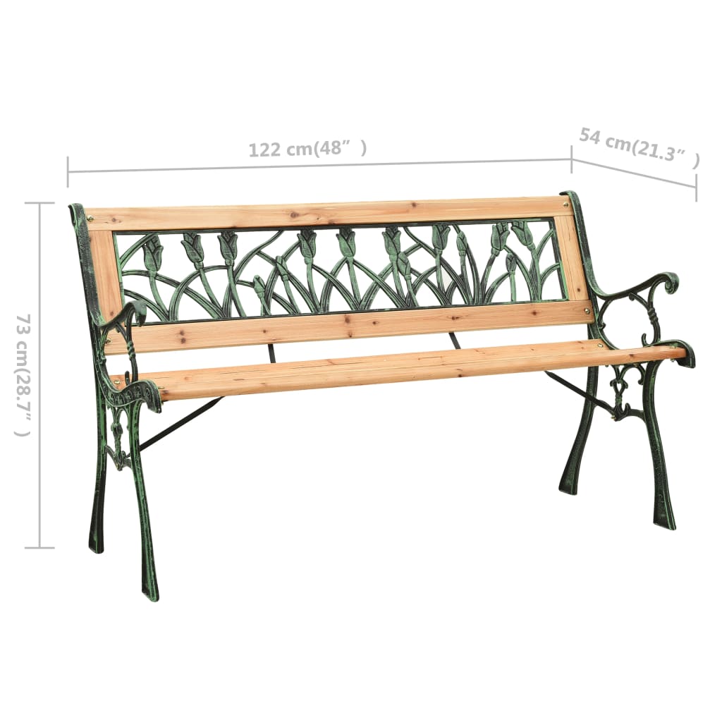 Panchina da Giardino 122 cm in Ghisa e Legno Massello di Abete