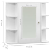 Armadietto a Specchio Bianco 66x17x63 cm in MDF