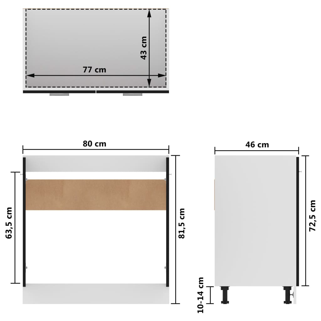 Mobile Sottolavello Nero 80x46x81,5 cm Legno Multistrato