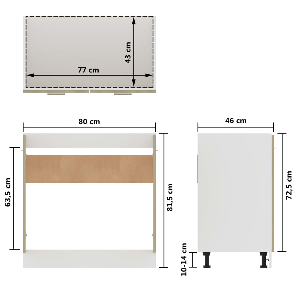 Mobile Sottolavello Rovere Sonoma 80x46x81,5 Legno Multistrato