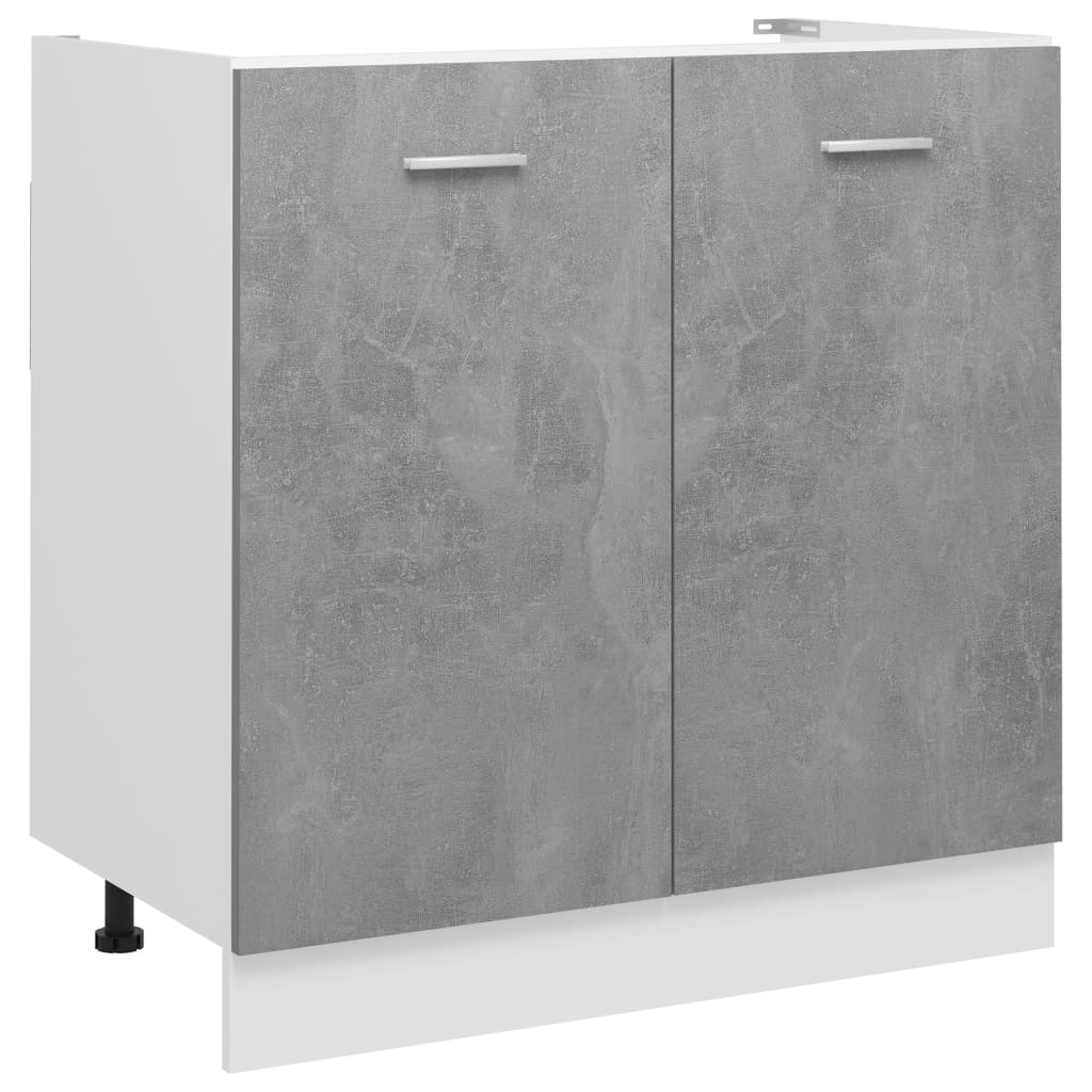 Armadio per Lavabo Grigio Cemento 80x46x81,5 cm in Multistrato