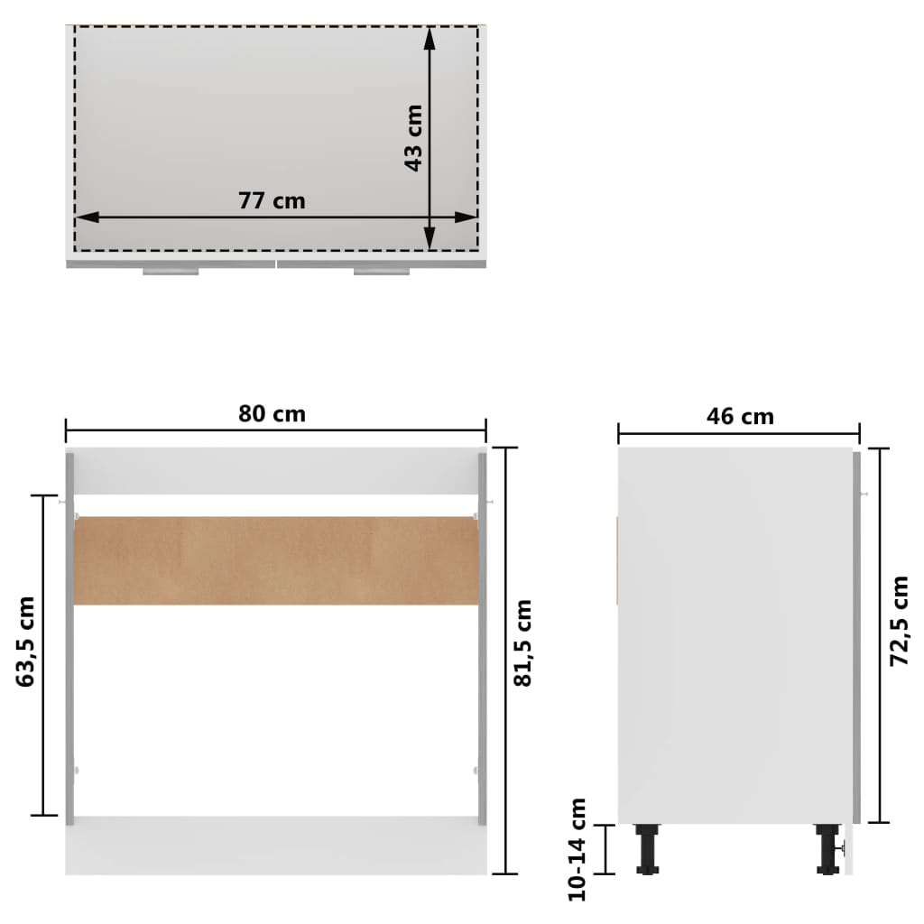 Armadio per Lavabo Grigio Cemento 80x46x81,5 cm in Multistrato