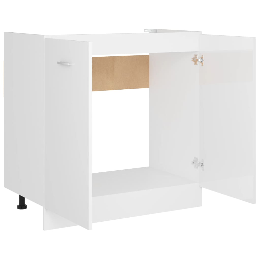 Mobile Sottolavello Bianco Lucido 80x46x81,5 Legno Multistrato