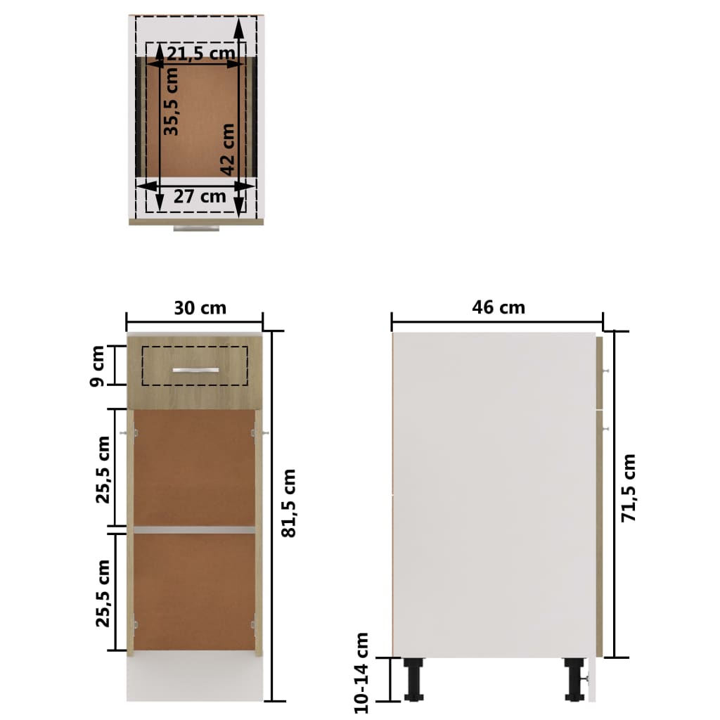 Armadio Inferiore Cassetto Rovere Sonoma 30x46x81,5 Multistrato