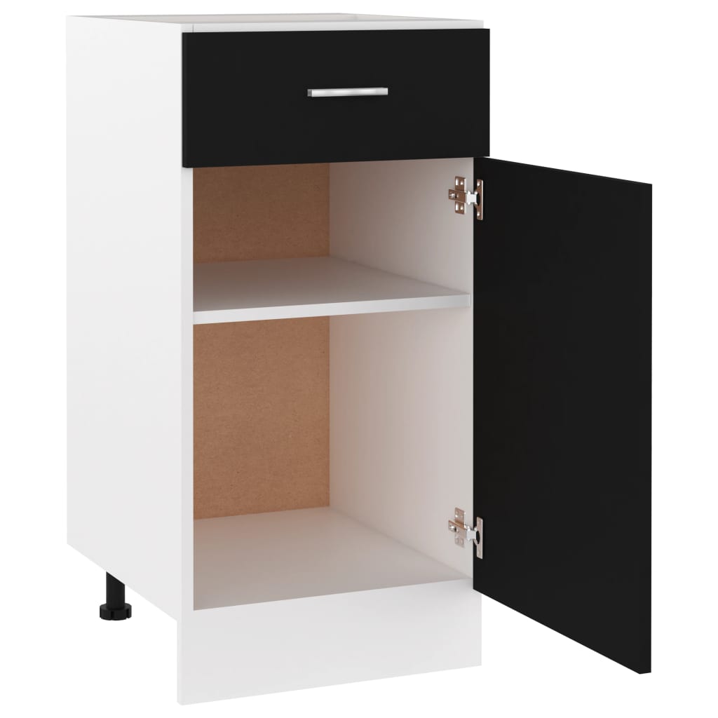 Armadio Inferiore Cassetto Nero 40x46x81,5cm Legno Multistrato