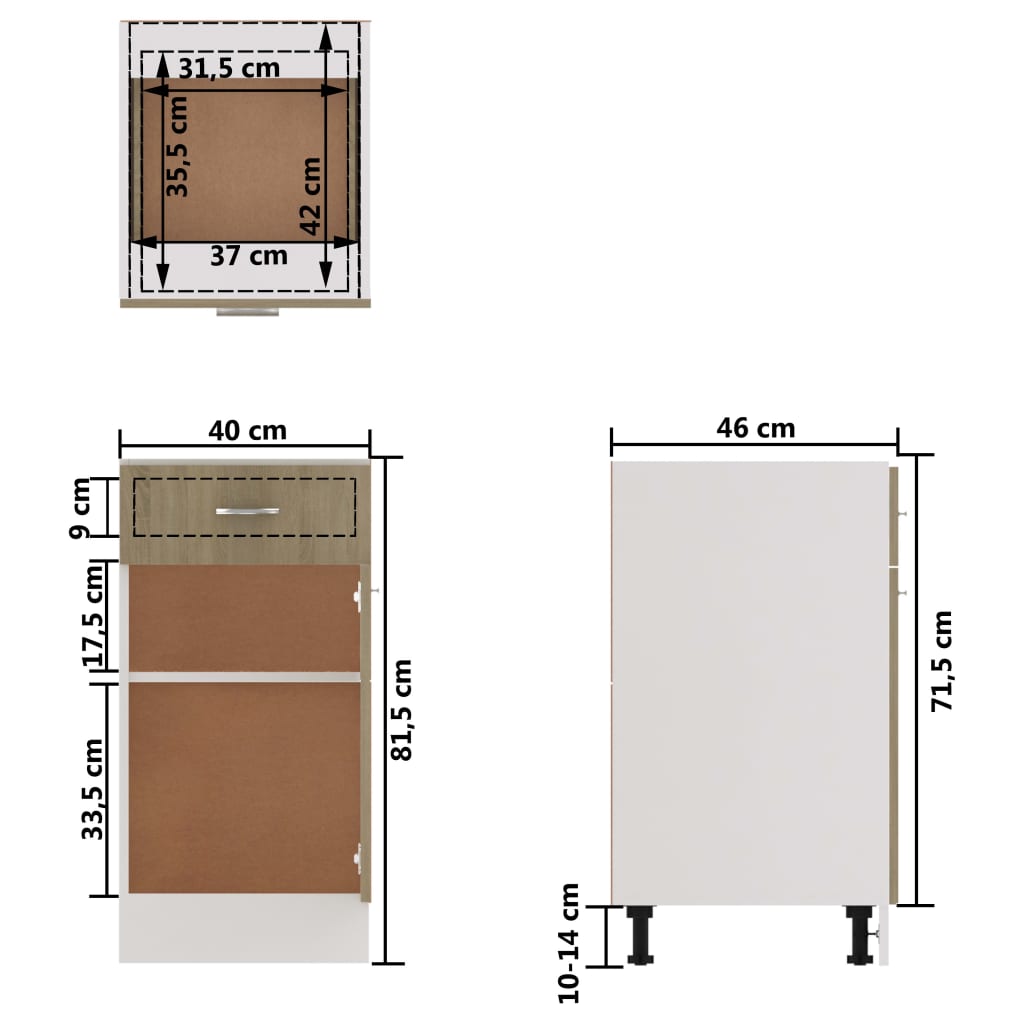 Armadio Inferiore Cassetto Rovere Sonoma 40x46x81,5 Multistrato