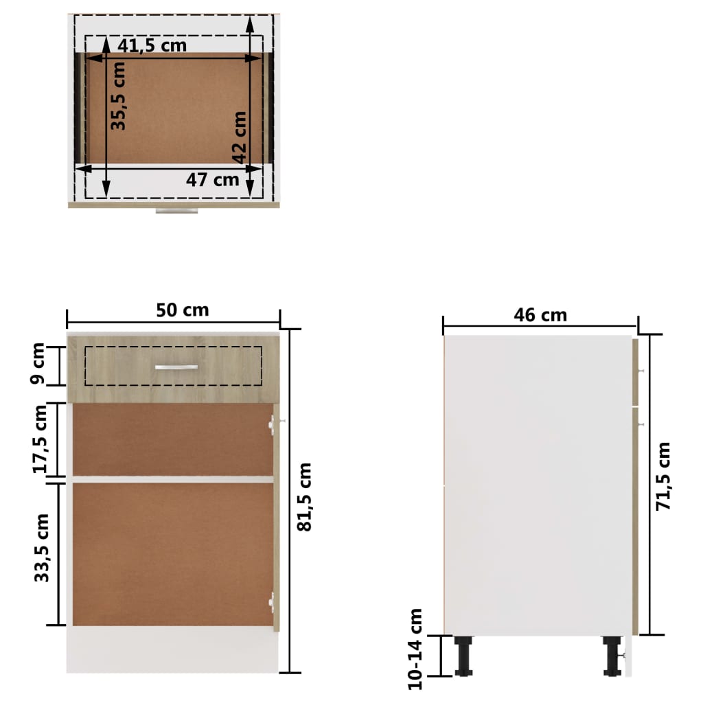 Armadio Inferiore Cassetto Rovere Sonoma 50x46x81,5 Multistrato