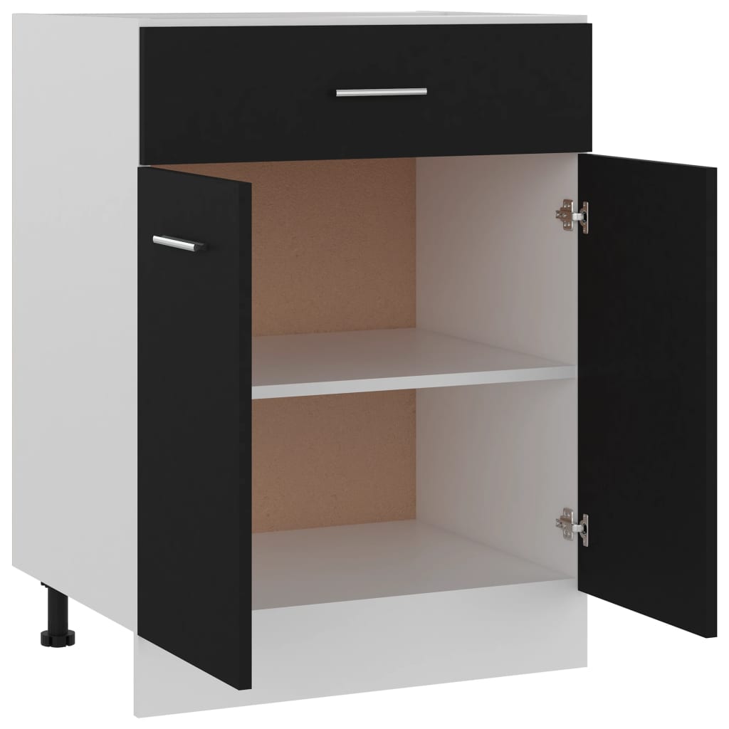 Armadio Inferiore con Cassetto Nero 60x46x81,5 cm Multistrato