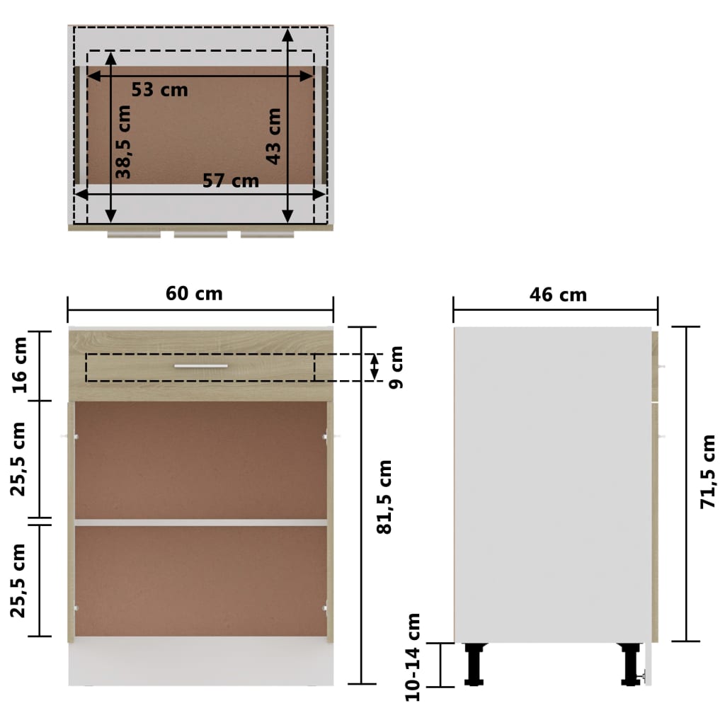 Armadio Inferiore Cassetto Rovere Sonoma 60x46x81,5 Multistrato