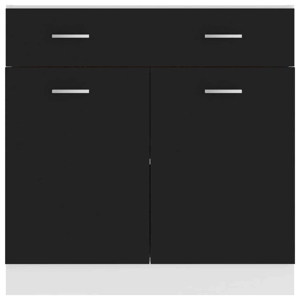 Mobile Inferiore Cassetto Nero 80x46x81,5 cm Legno Multistrato