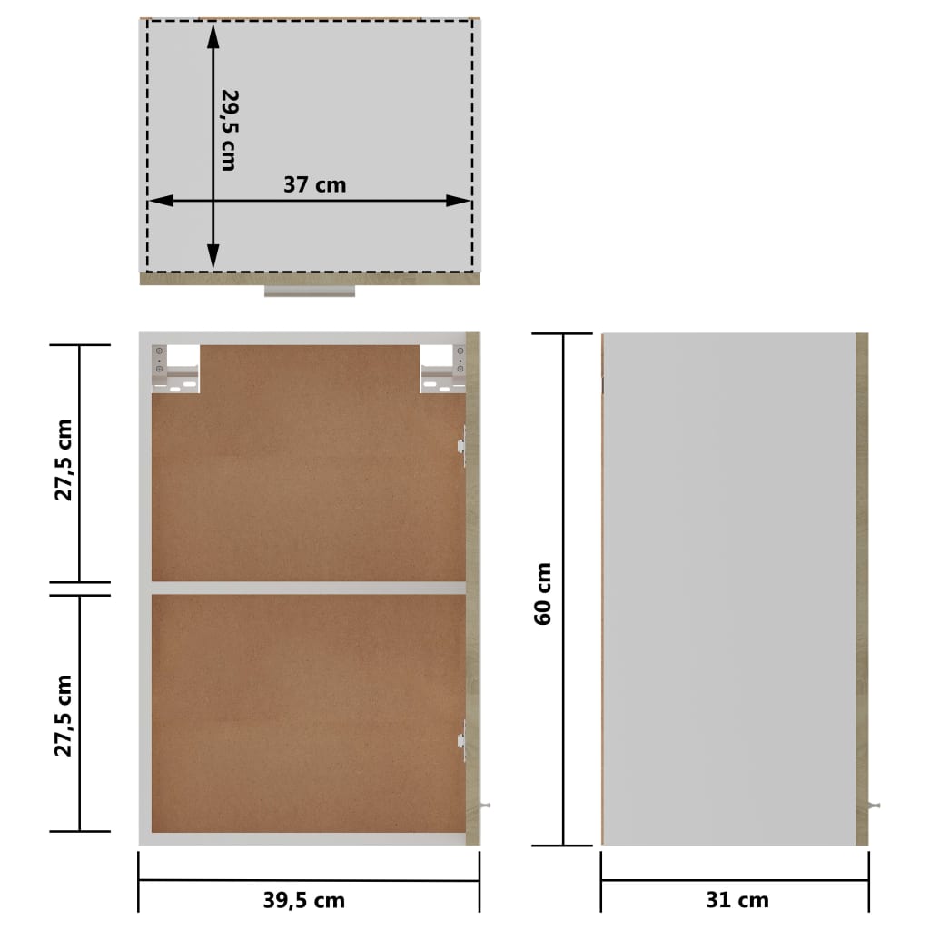 Mobile Pensile Rovere Sonoma 39,5x31x60 cm in Legno Multistrato