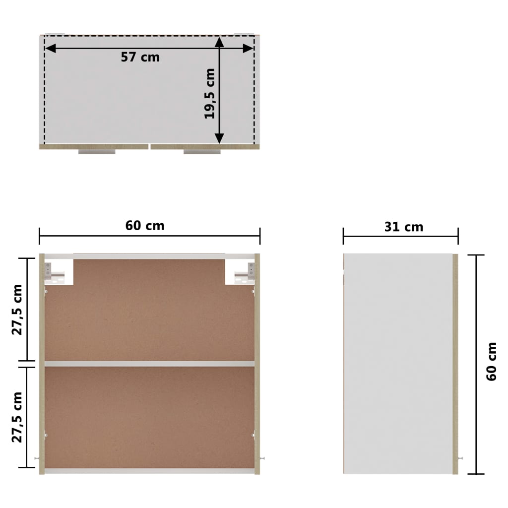 Mobile Pensile Rovere Sonoma 60x31x60 cm Legno Multistrato