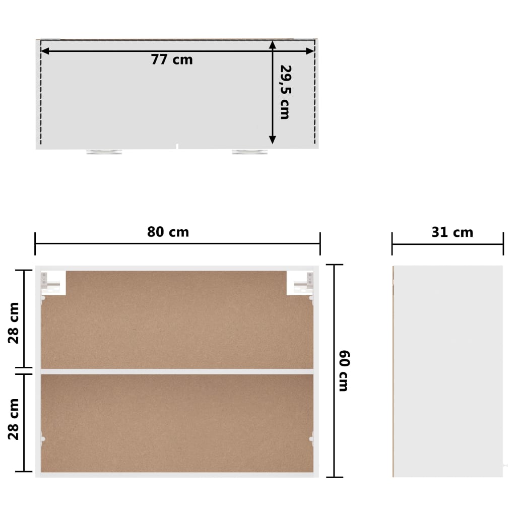 Mobile Pensile Bianco 80x31x60 cm in Legno Multistrato