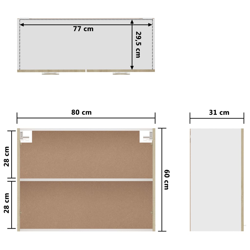 Mobile Pensile Rovere Sonoma 80x31x60 cm in Legno Multistrato