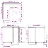 Armadio Angolare Nero 75,5x75,5x81,5 cm in Legno Multistrato