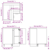 Mobile Angolare Grigio Cemento 75,5x75,5x81,5 cm in Multistrato