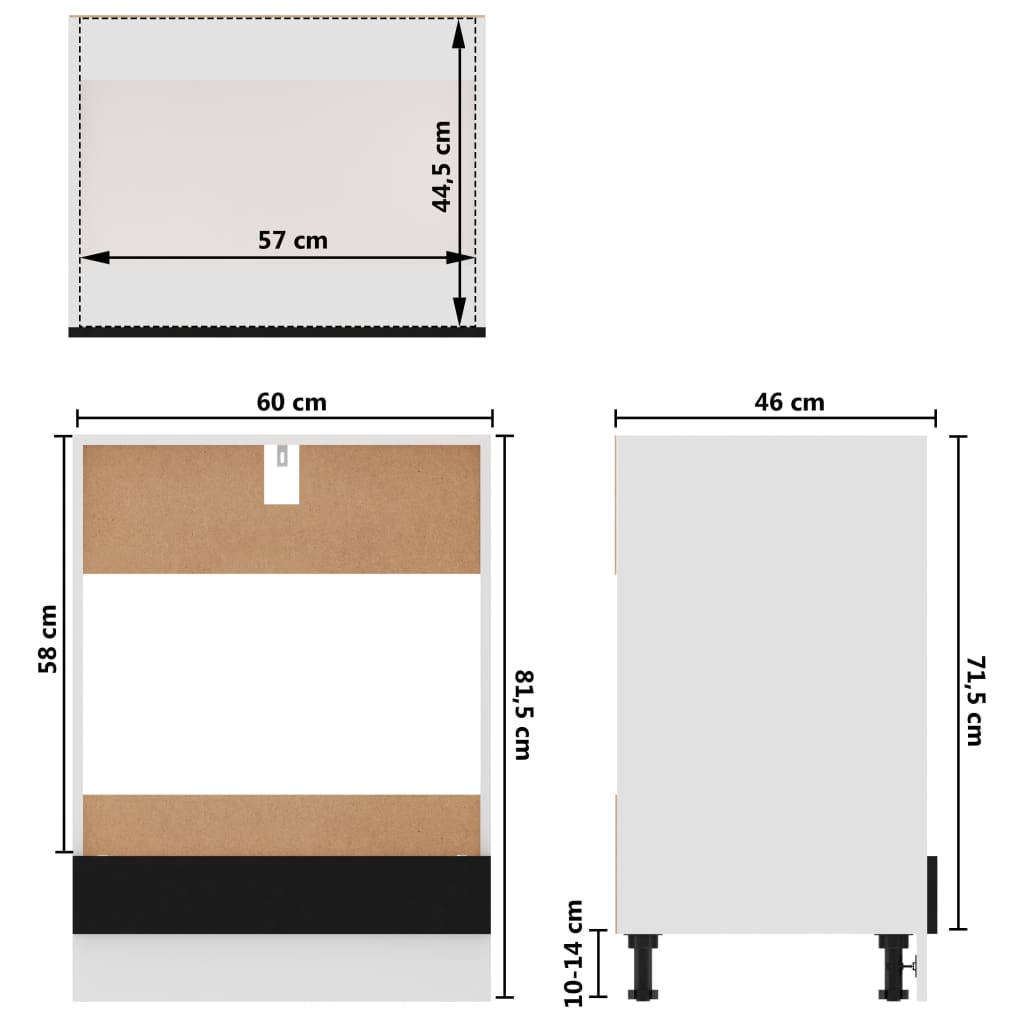 Mobile per Forno Nero 60x46x81,5 cm in Legno Multistrato