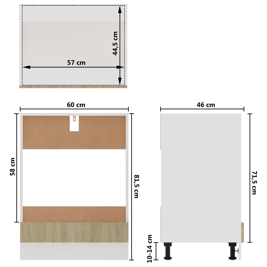 Mobile per Forno Rovere Sonoma 60x46x81,5 cm Legno Multistrato