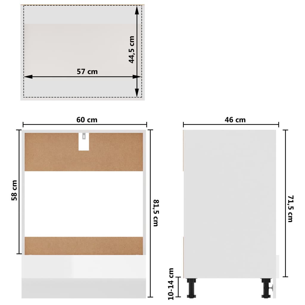 Mobile per Forno Bianco Lucido 60x46x81,5 cm Legno Multistrato