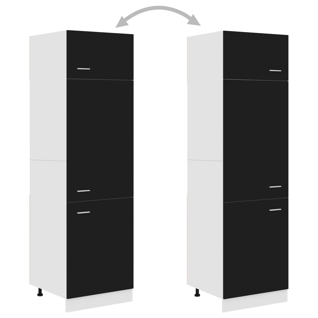 Armadio per Frigo Nero 60x57x207 cm in Legno Multistrato