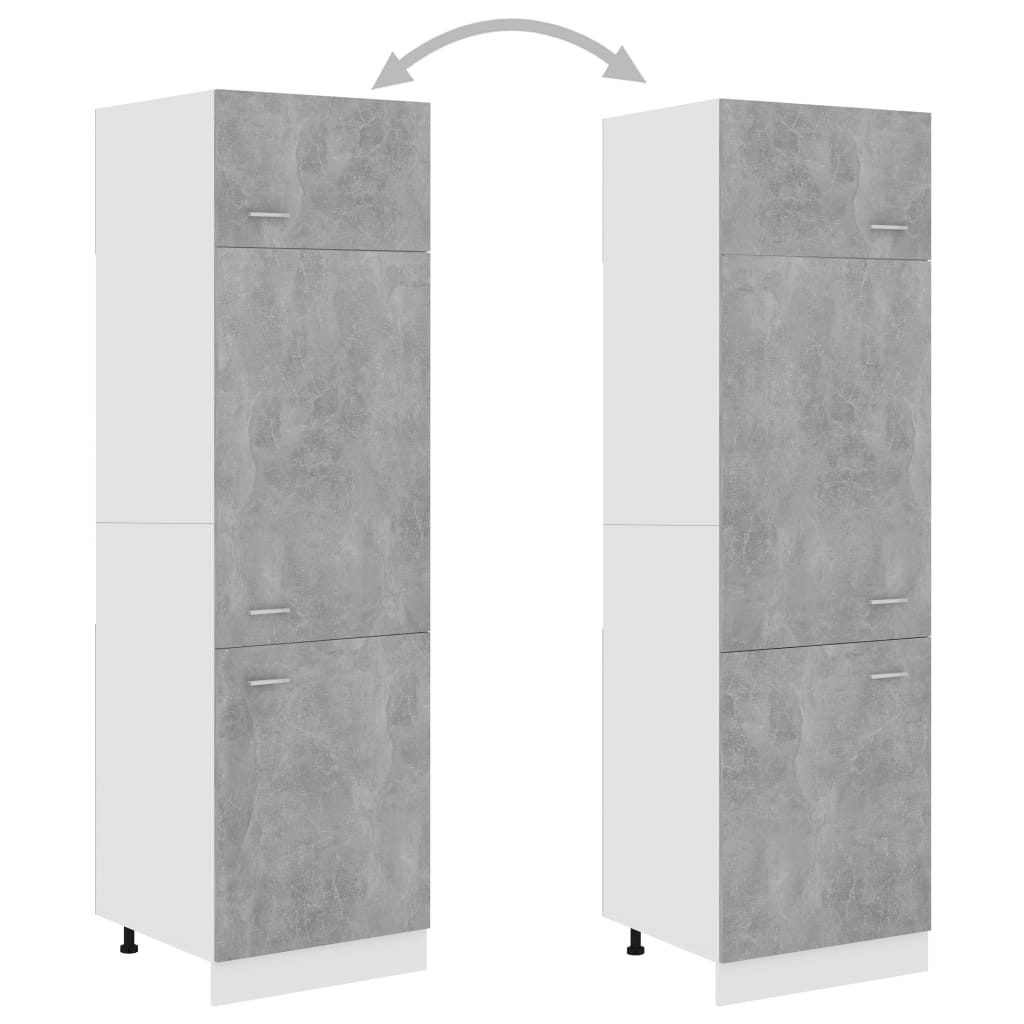 Mobile per Frigo Grigio Cemento 60x57x207 cm Legno Multistrato