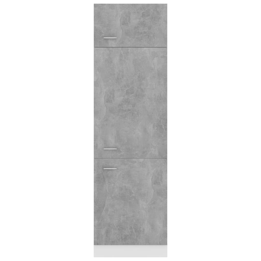 Mobile per Frigo Grigio Cemento 60x57x207 cm Legno Multistrato