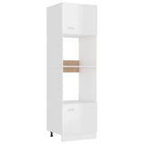 Mobile Microonde Bianco Lucido 60x57x207 cm Legno Multistrato