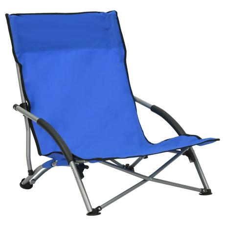 Sedie da Spiaggia Pieghevoli 2 pz in Tessuto Blu