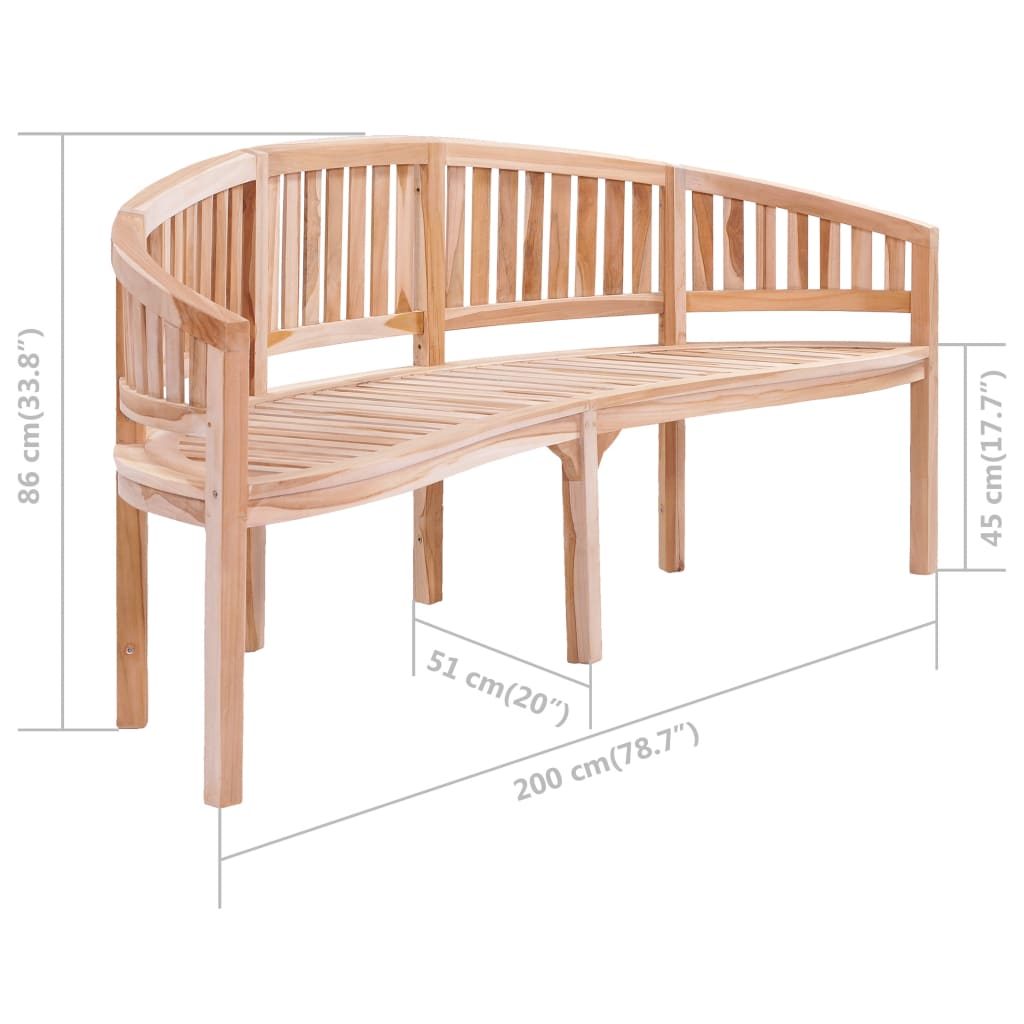 Panchina a Forma di Banana 200 cm in Legno Massello di Teak