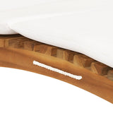 idaXL Lettino Prendisole Pieghevole con Cuscino Bianco Crema in Teak