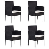 Sedie da Giardino Set 4 pz in Polyrattan Nero