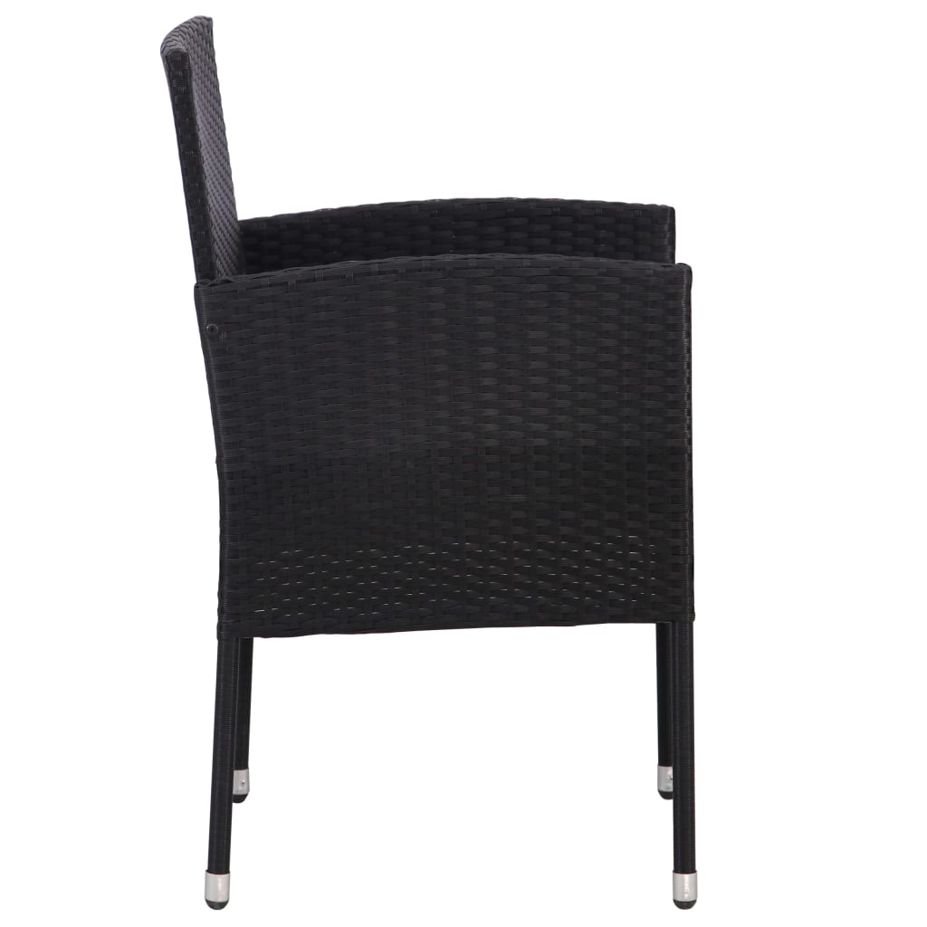 Sedie da Giardino Set 4 pz in Polyrattan Nero