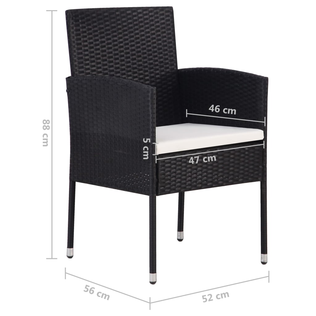 Sedie da Giardino Set 4 pz in Polyrattan Nero