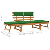 Panca da Giardino Cuscini 2-in-1 190 cm Legno Massello d'Acacia